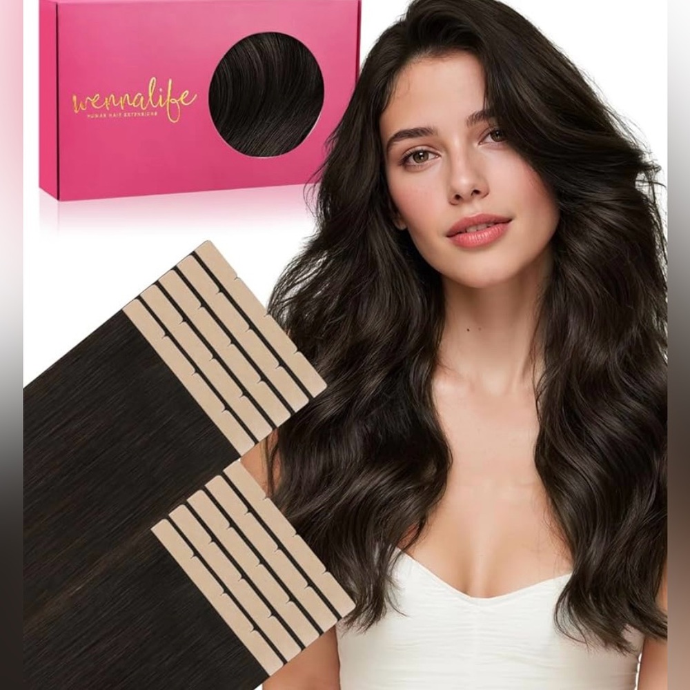Dark Brown Chestnut Brown Balayage Remy Human Hair 20” Tape In Hair Extensions